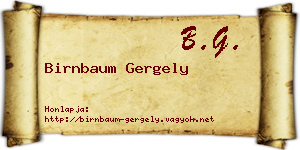 Birnbaum Gergely névjegykártya